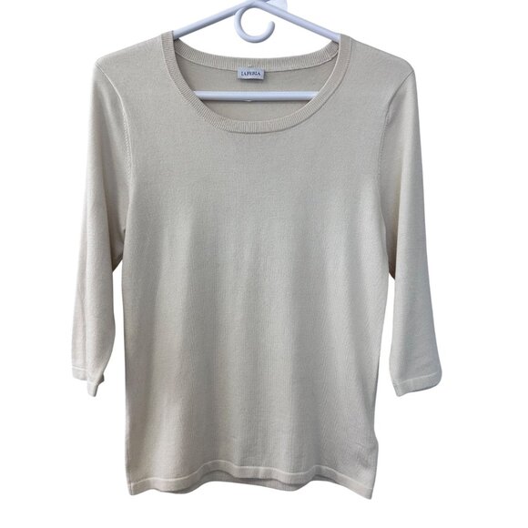 La Perla Womens Silk Lightweight Knit Sweater Top Size 10 US Ivory READ - Picture 1 of 15
